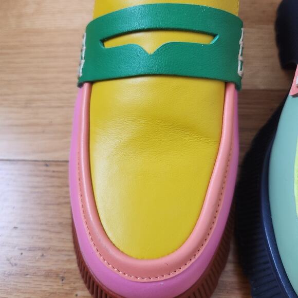 Charlotte Stone Adam Mismatch Rainbow Chunky Loafers Size 10 Womens Leather - Picture 13 of 14